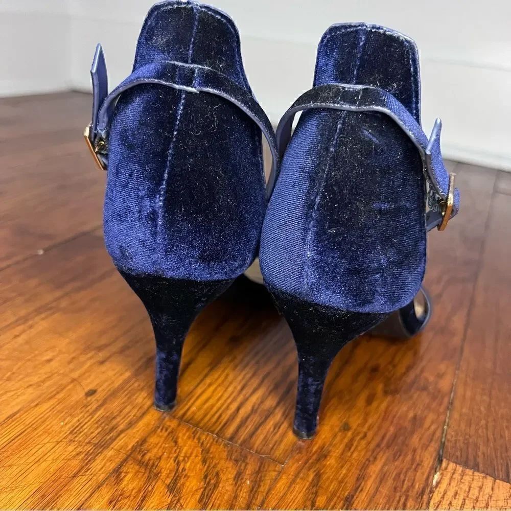 Bamboo Blue Faux Suede Heels - Picture 9 of 11